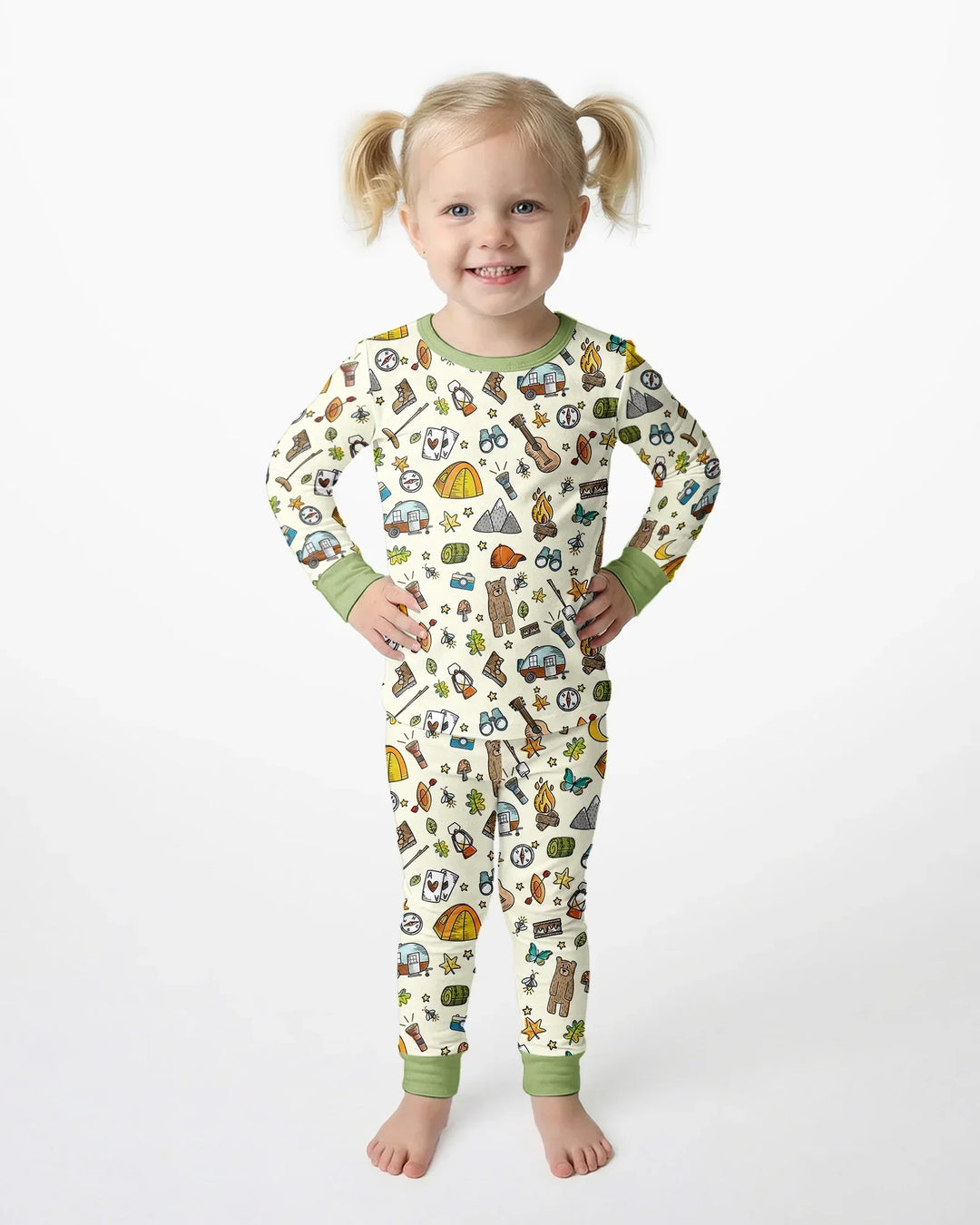 Love Camping Matching Family Bamboo Two Piece Long Sleeve Pajama Set