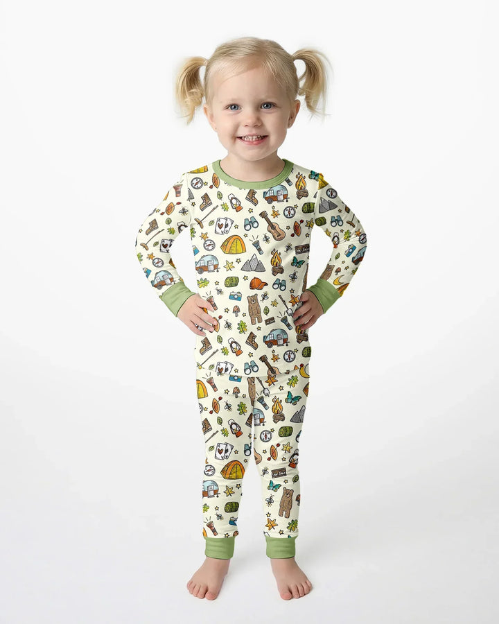 Love Camping Matching Family Bamboo Two Piece Long Sleeve Pajama Set