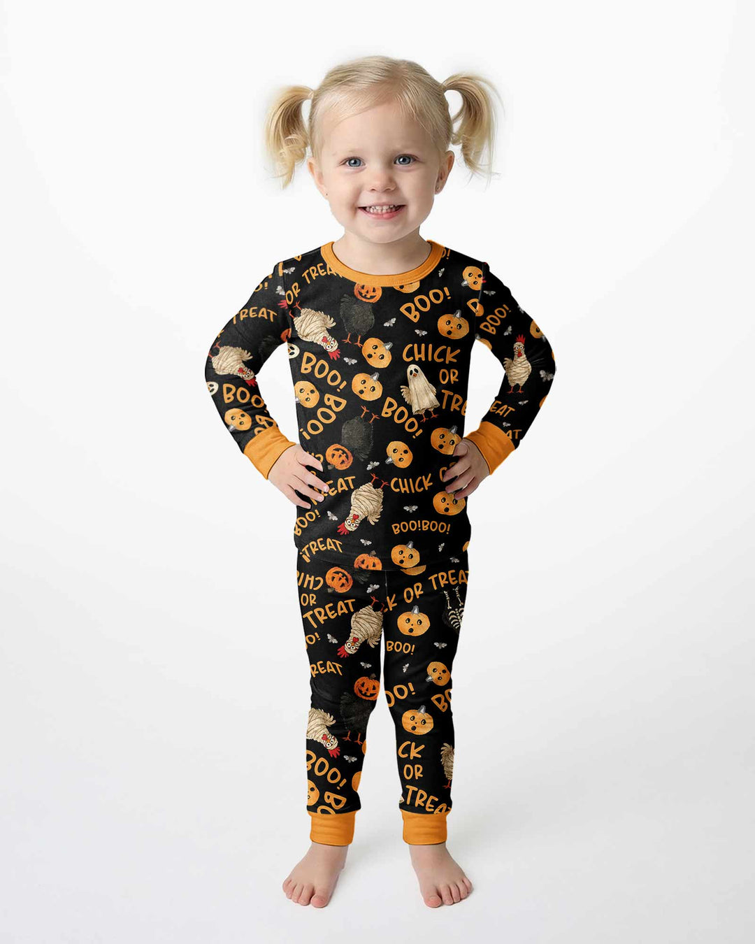 Halloween Chick or Treat Bamboo Two Piece Long Sleeve Pajama Set