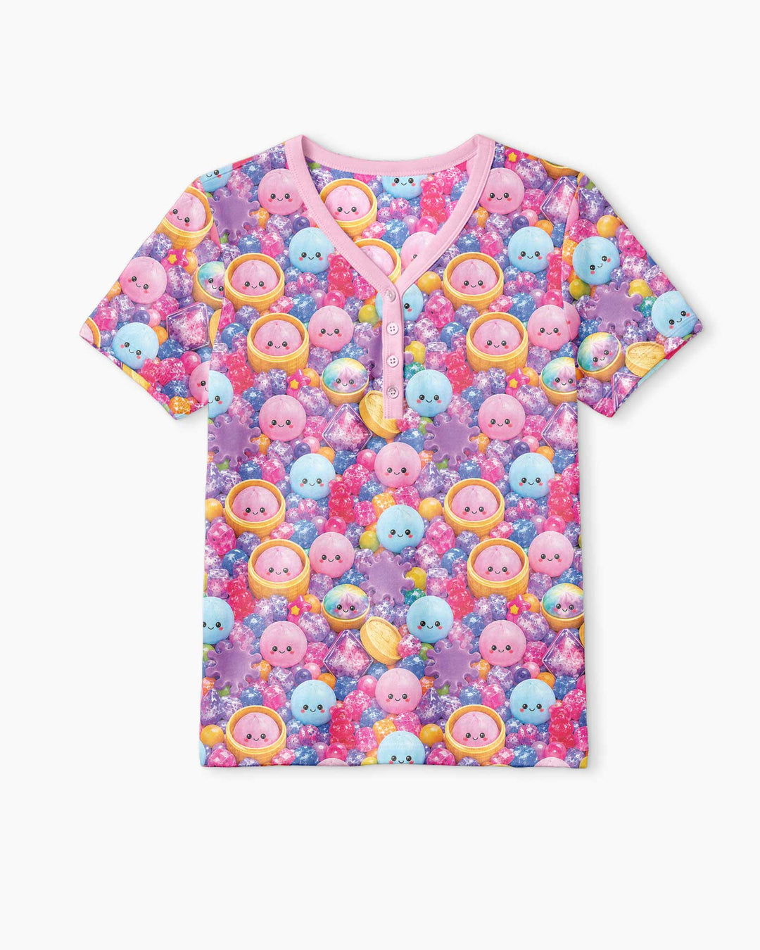 Rainbow Glitter Dumplings Bamboo Women Short Sleeve Short Pajama Set