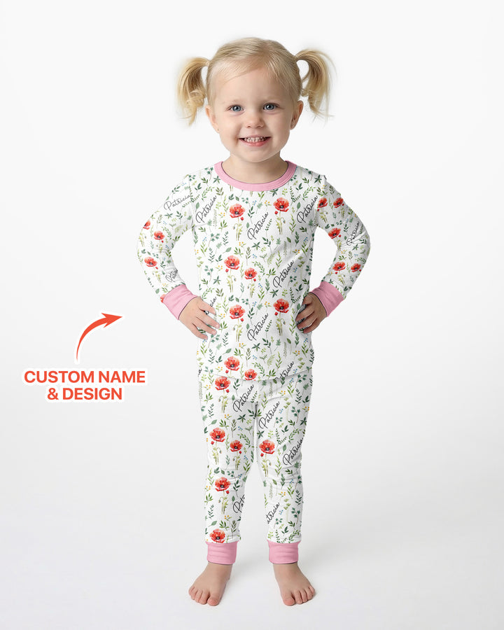 Birth Month Flower Bamboo Two Piece Long Sleeve Pajama Set