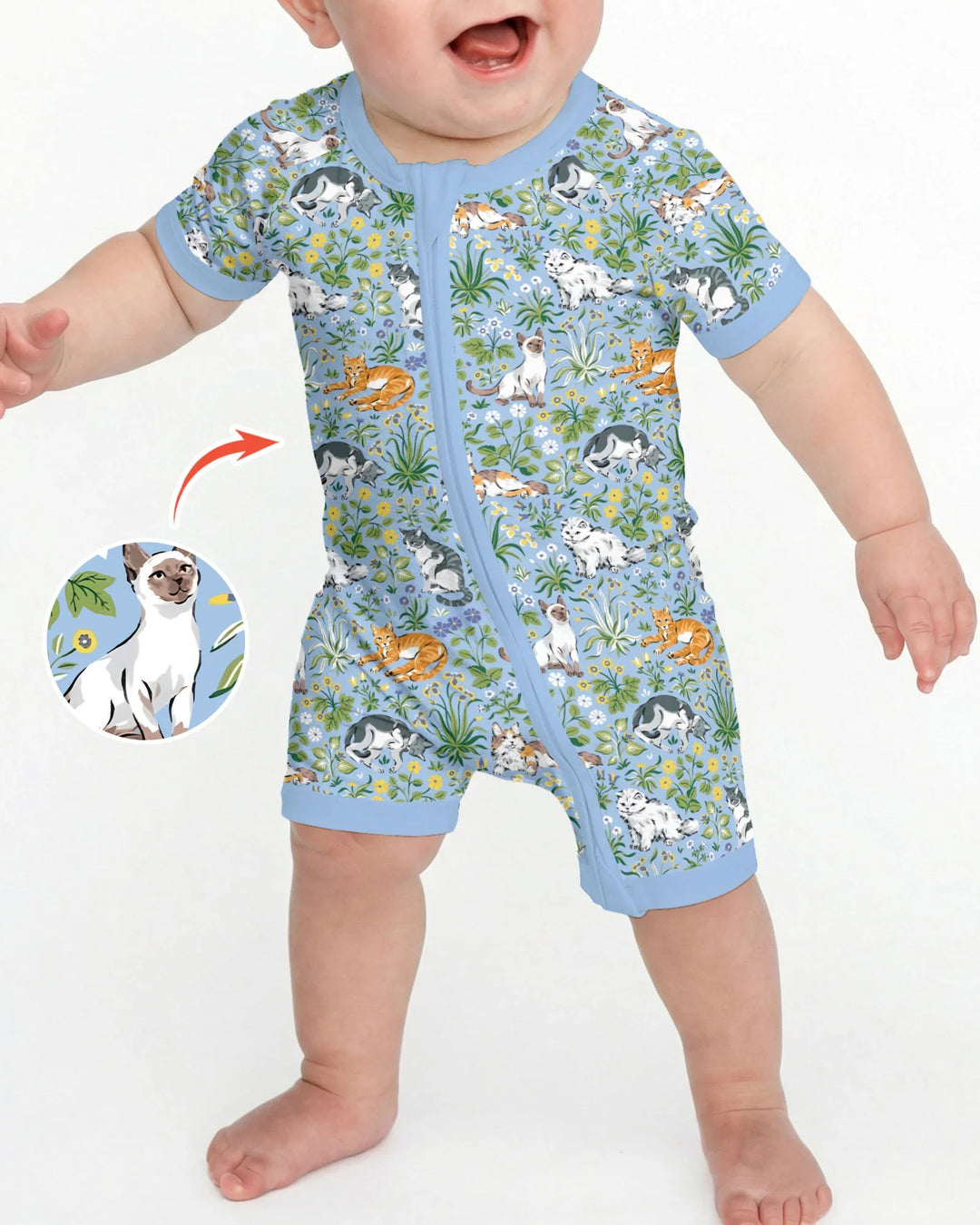 Kitten Garden Family Matching Bamboo Shorty Zippy