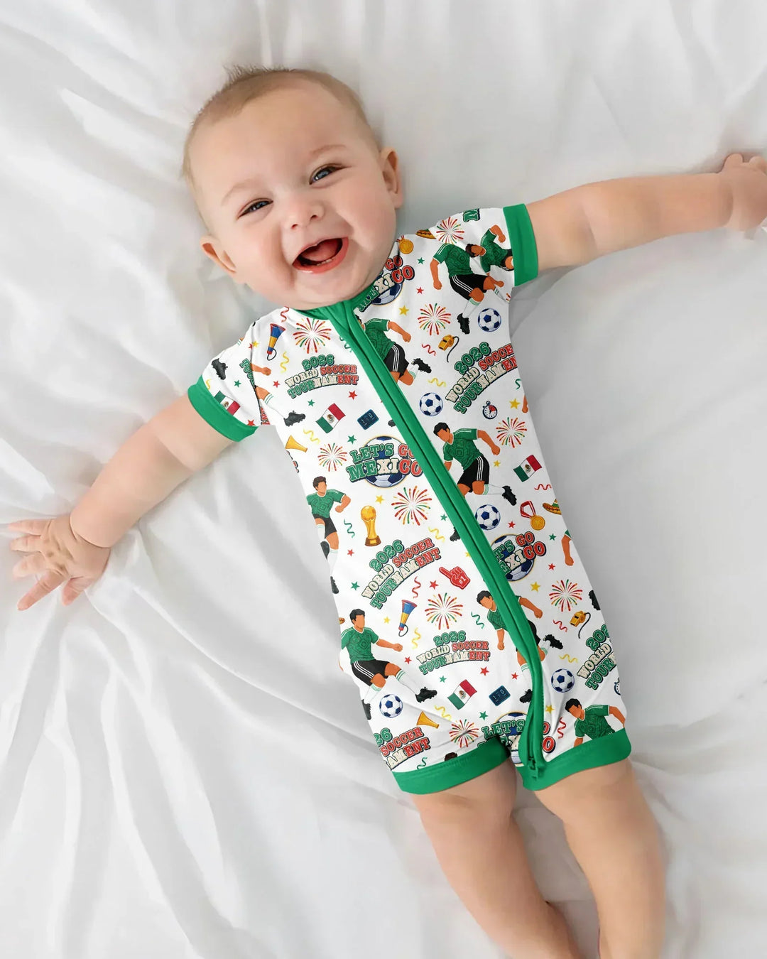 World Soccer Tournament Let's Go Mexico Family Matching Bamboo Shorty Zippy
