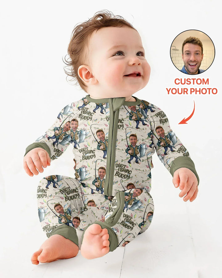 Custom Photo Dad Fishing's Buddy Daddy & Me Matching Bamboo Convertible Zippy