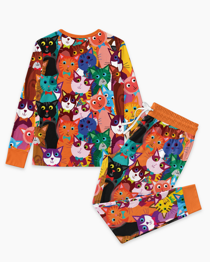 Colorful Cat Pattern Bamboo Women Pajama Set
