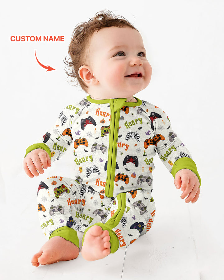 Custom Name Halloween Gaming Controllers Bamboo Convertible Zippy