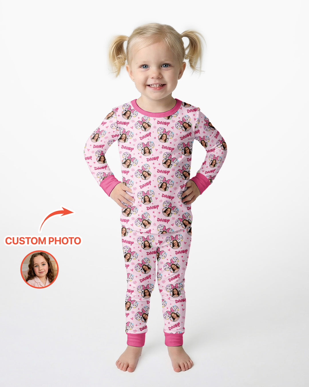 Custom Photo Little Princess Bamboo Two Piece Long Sleeve Pajama Set