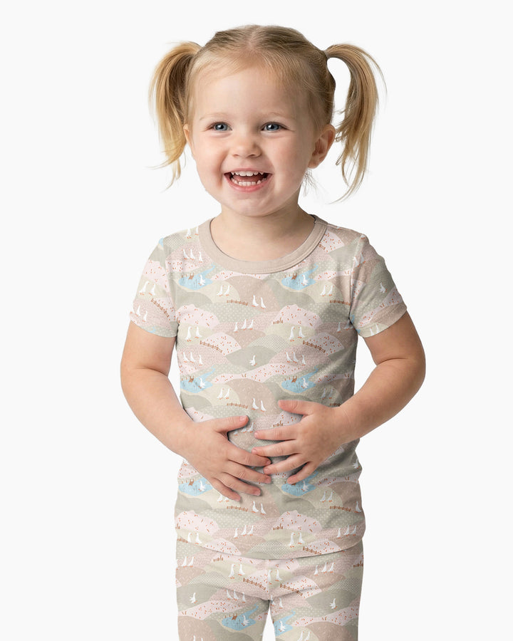 Wandering Geese Family Matching Bamboo Two Piece Short Sleeve Pajama Set