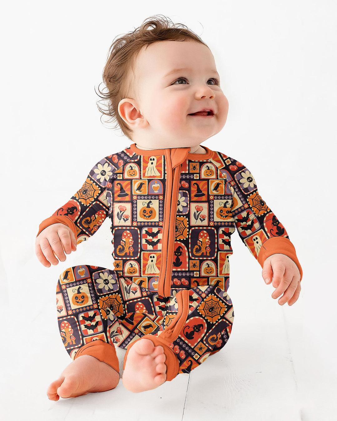 Retro Halloween Patchwork Icons Bamboo Convertible Zippy