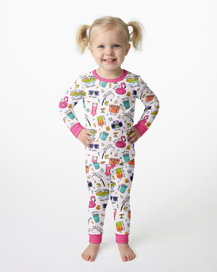 Zweiteiliges Langarm-Pyjama-Set mit Sommerfrüchten