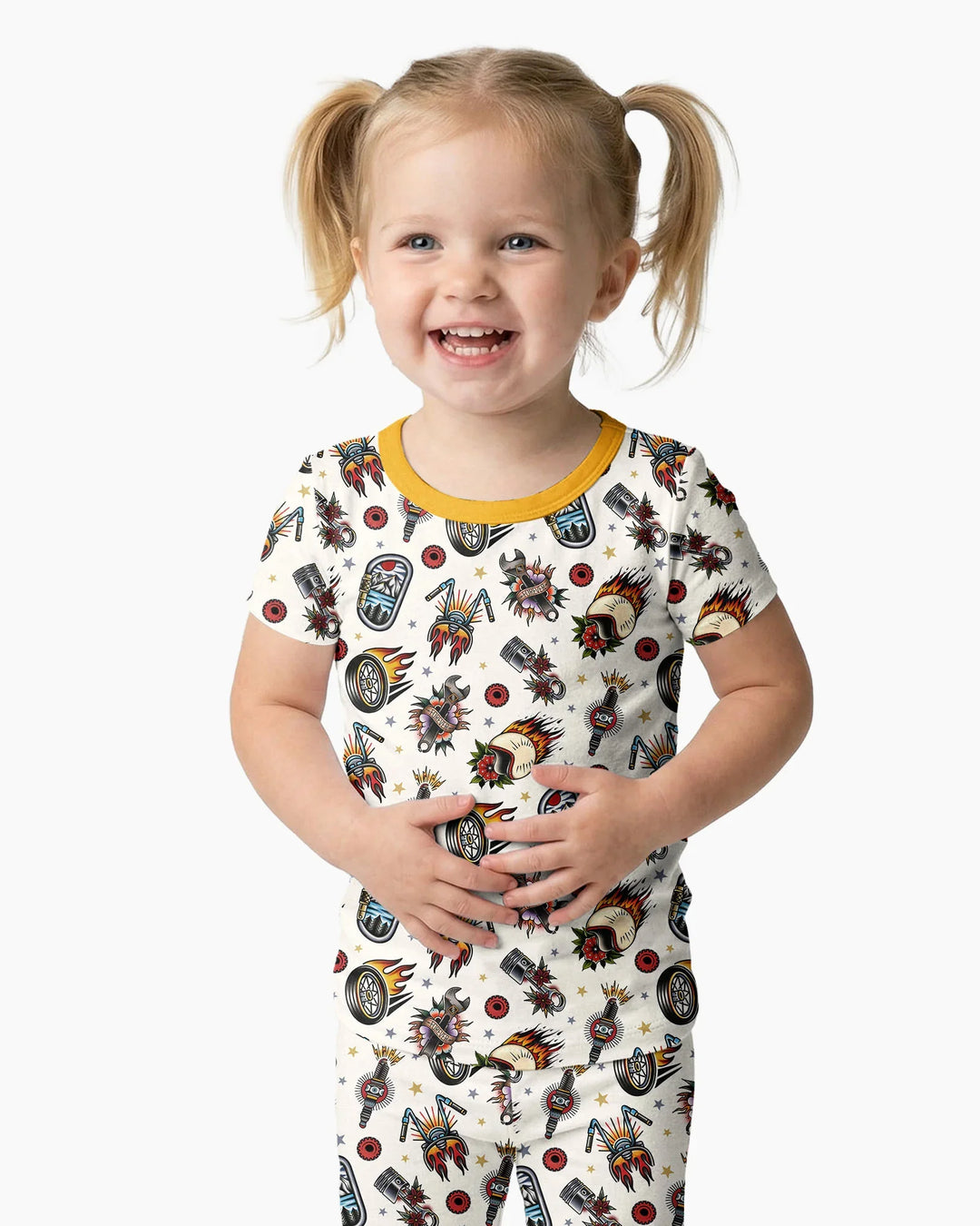 Born to Ride Together Family Matching Bamboo Two Piece Short Sleeve Pajama Set