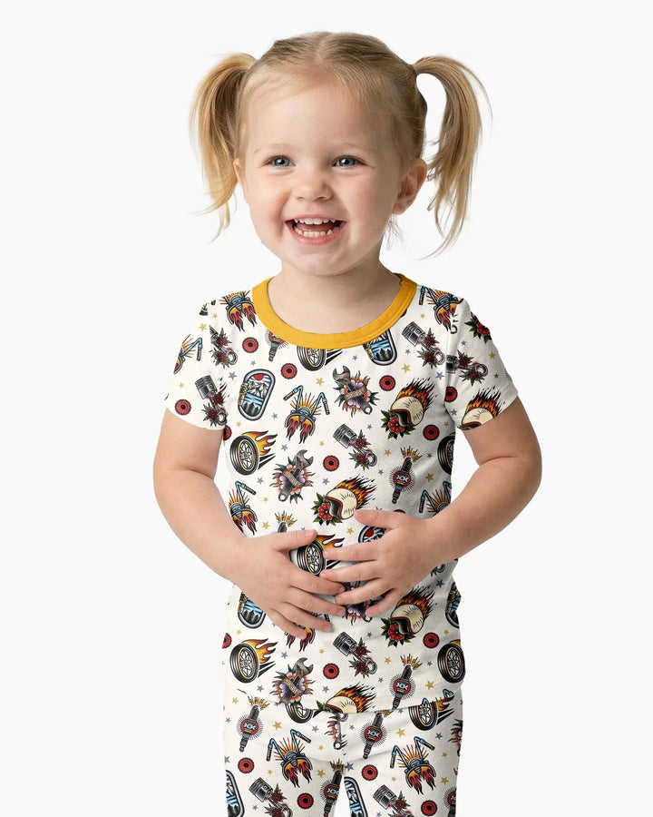 Born to Ride Together Family Matching Bamboo Two Piece Short Sleeve Pajama Set