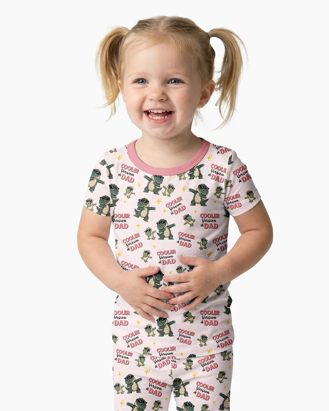 Cool Dino Daddy & Me Matching Bamboo Two Piece Short Sleeve Pajama Set