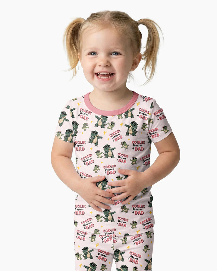 Cool Dino Daddy & Me Matching Bamboo Two Piece Short Sleeve Pajama Set