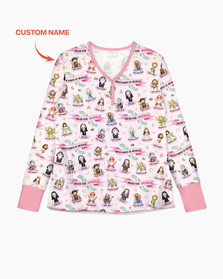 Holy Saints of Heaven Custom Name Bamboo Women Pajama Set