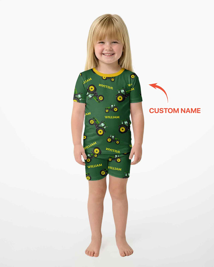 Pijama de bambú de dos piezas de manga corta con pantalón corto, plantilla personalizada