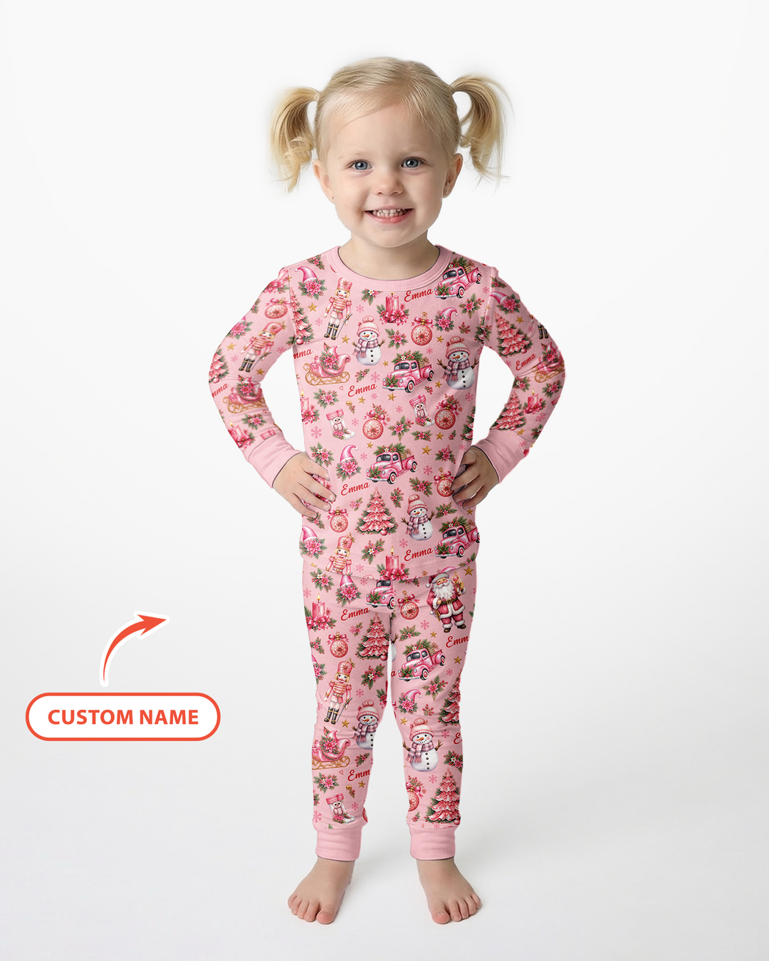 Christmas Tree Pinky Bamboo Two Piece Long Sleeve Pajama Set