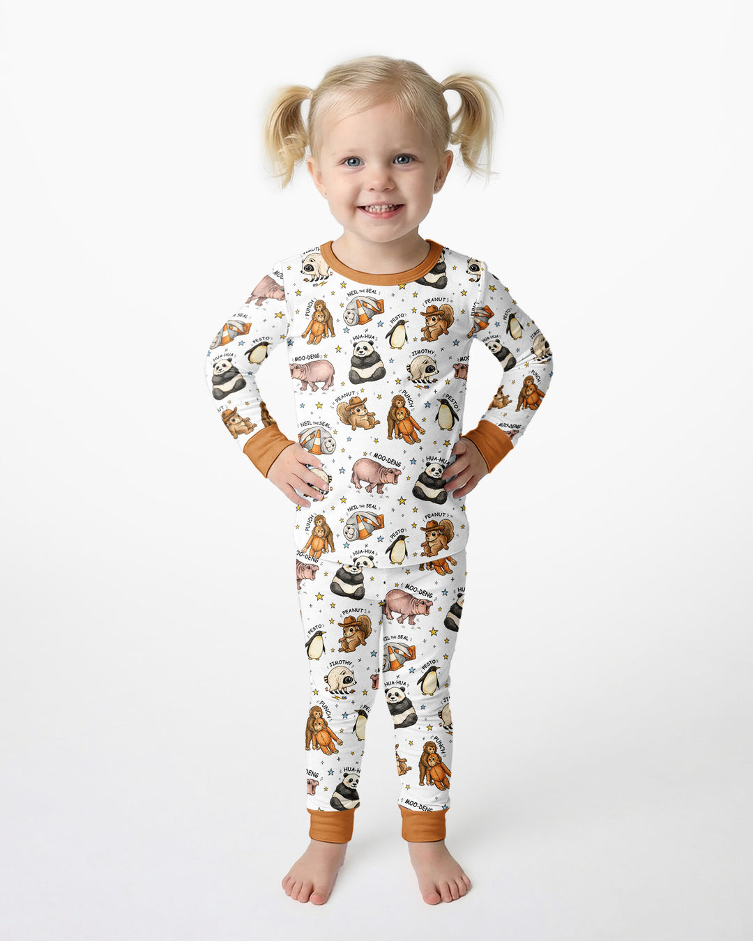 Cute Viral Animals Bamboo Two Piece Long Sleeve Pajama Set