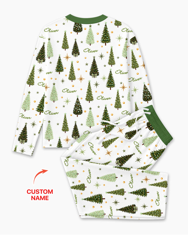 Custom Name Merry Christmas Tree Bamboo Men's Pajama Set