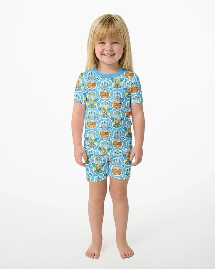 Conjunto de Pijama de Dos Piezas de Bambú con Mangas Cortas y Pantalones Cortos