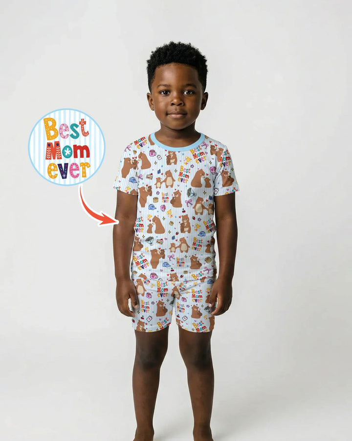Mejor mamá oso de la historia, conjunto de pijama de dos piezas de bambú a juego con la familia, de manga corta y pantalón corto