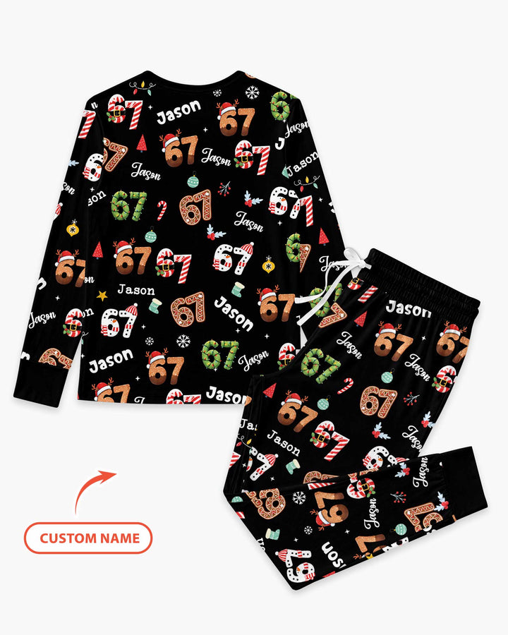 Custom '6 7' Six Seven Christmas Slang Meme Bamboo Women Pajama Set