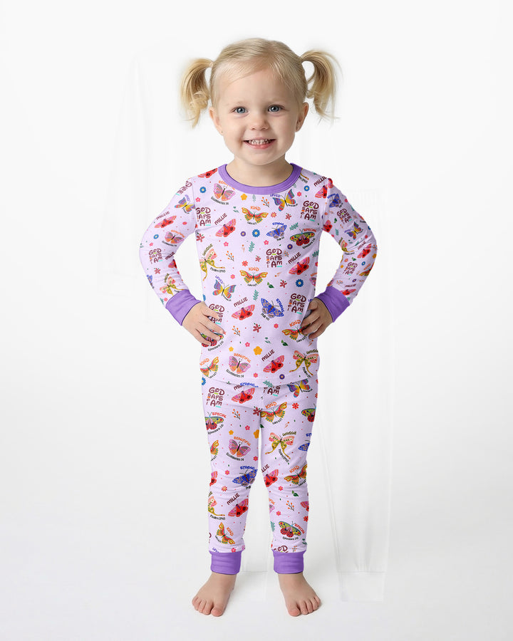 Zweiteiliges Langarm-Pyjama-Set mit Sommerfrüchten
