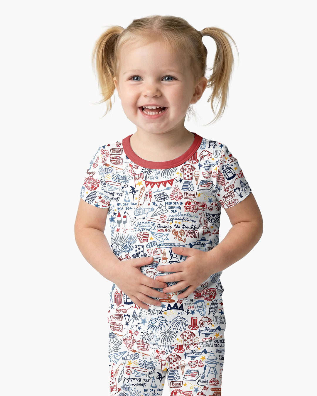 Liberty Doodle 250th Family Matching Bamboo Two Piece Short Sleeve Pajama Set