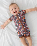 Bat Pumpkin Floral Halloween Bamboo Shorty Zippy