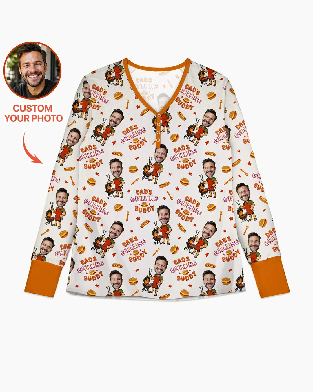 Custom Photo Dad's Grilling Buddy Family Matching Bamboo Women Pajama Set
