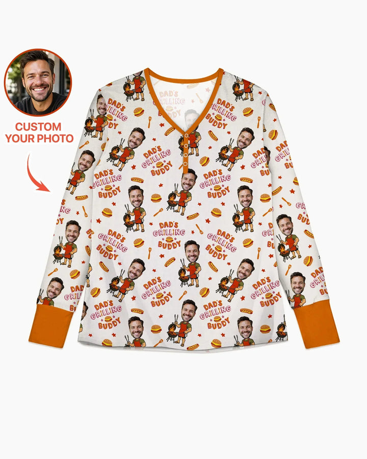 Custom Photo Dad's Grilling Buddy Family Matching Bamboo Women Pajama Set