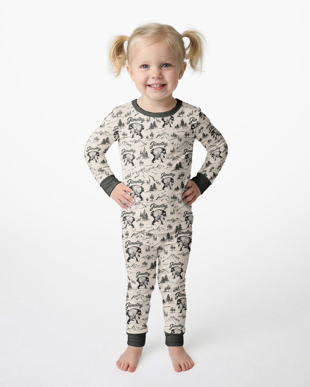 Vintage Jimothy Racoon Family Matching Bamboo Two Piece Long Sleeve Pajama Set