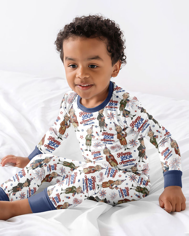 Party Like It's 1776 Family Matching Bamboo Two Piece Long Sleeve Pajama Set