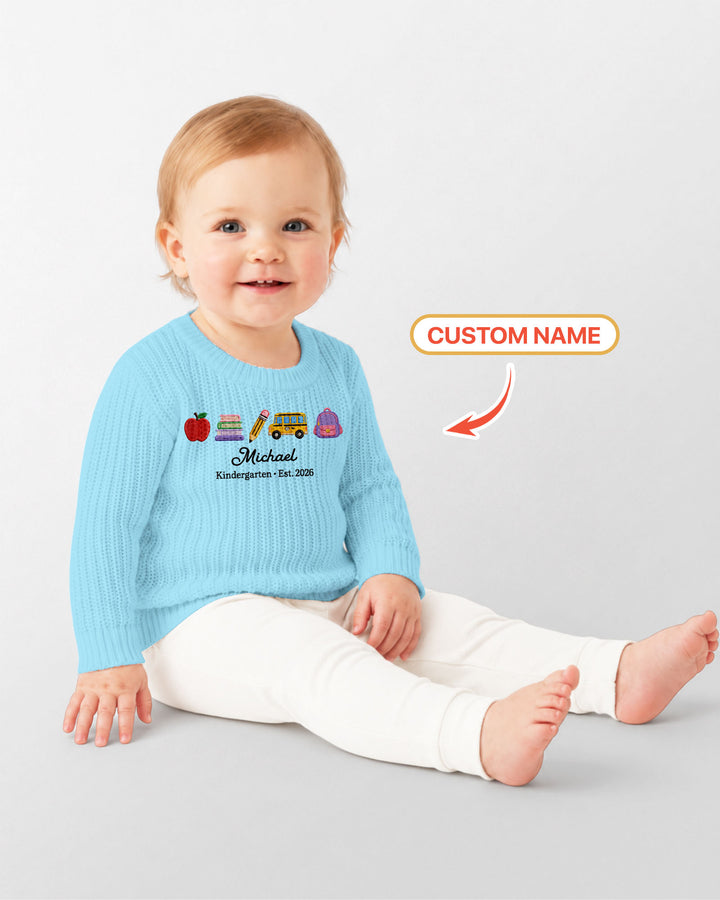 Little Apple Embroidered Baby Name Bamboo Knit Sweater Bubble