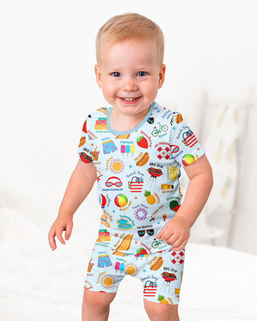 Schlafanzug-Set zweiteilig, kurze Ärmel, kurze Hose, Bambus