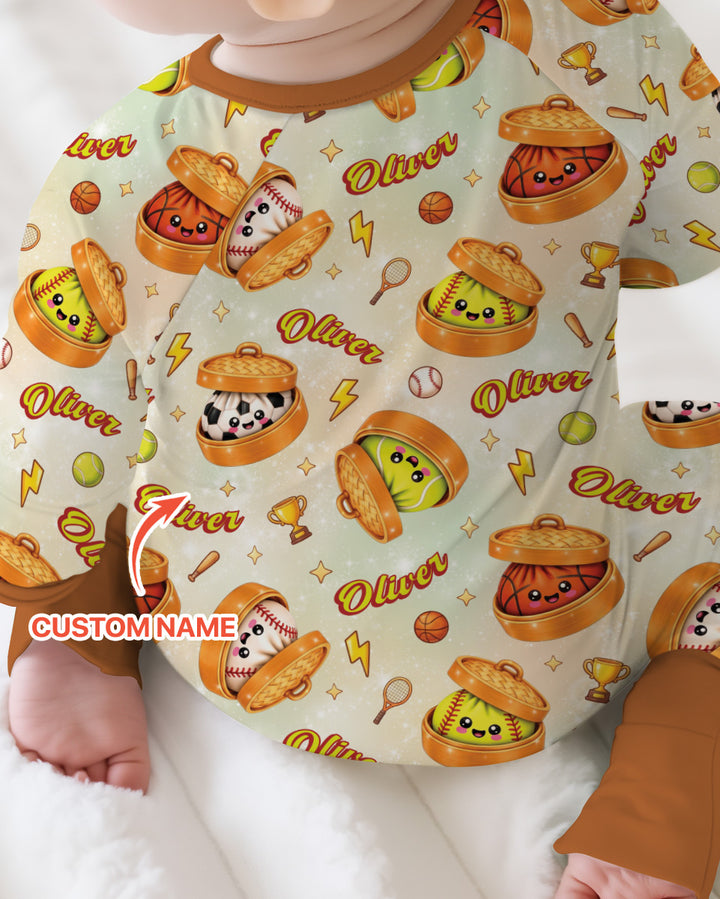 Custom Name Sports Dumpling Bamboo Convertible Zippy