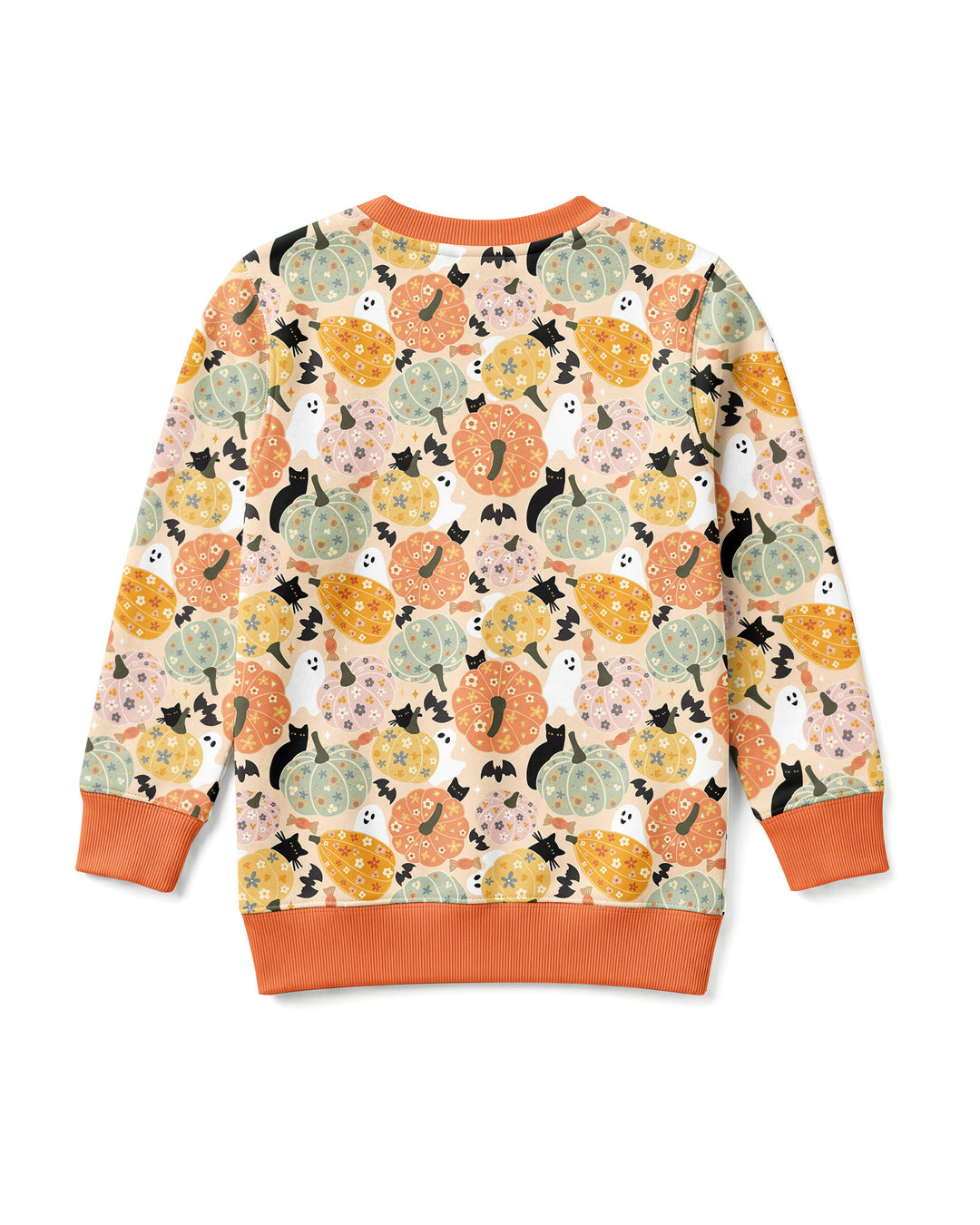 Floral Pumpkin Ghost Halloween Bamboo Crewneck Sweatshirt