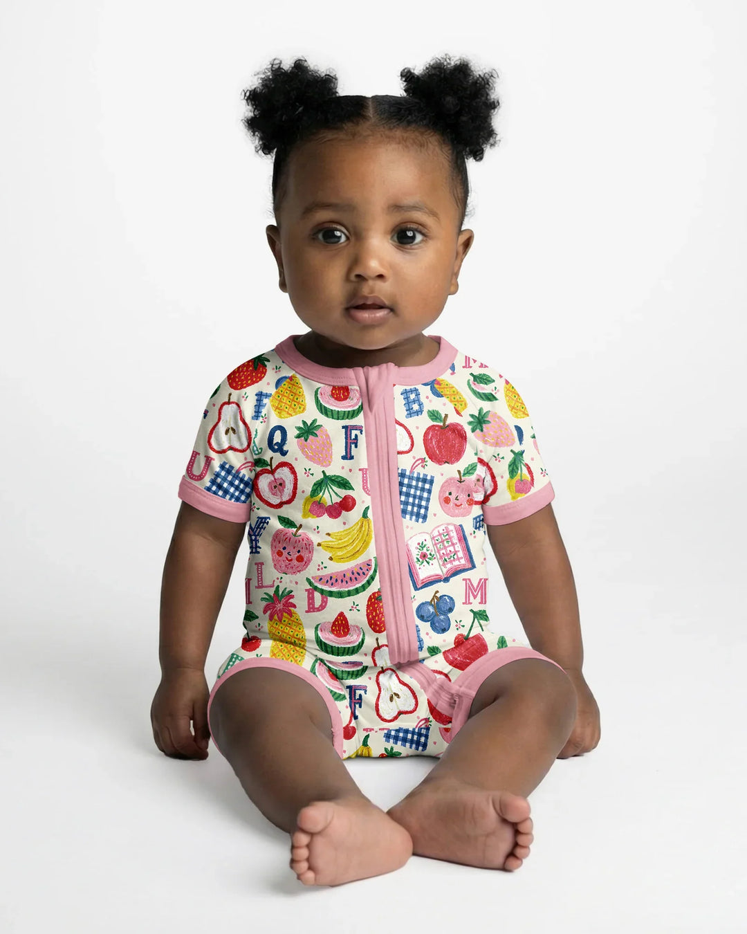 Back To School Fruit Alphabet Bamboo Shorty Zippy