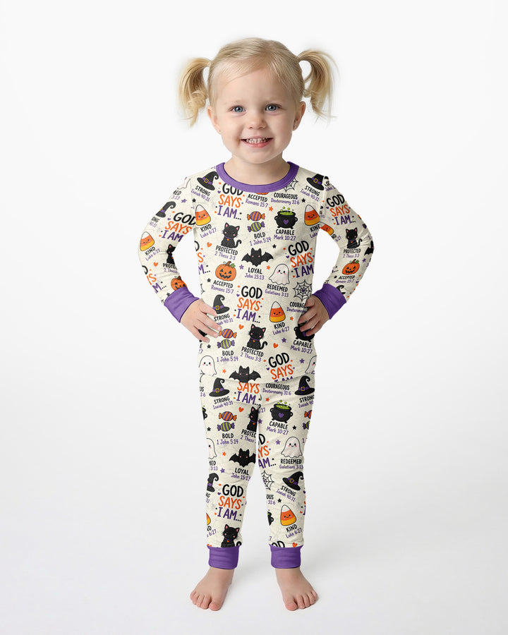 Halloween God Says I Am Bamboo Two Piece Long Sleeve Pajama Set