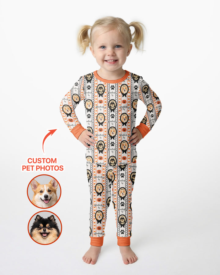 Custom Pet Photos Spooky Protector Bamboo Two Piece Long Sleeve Pajama Set