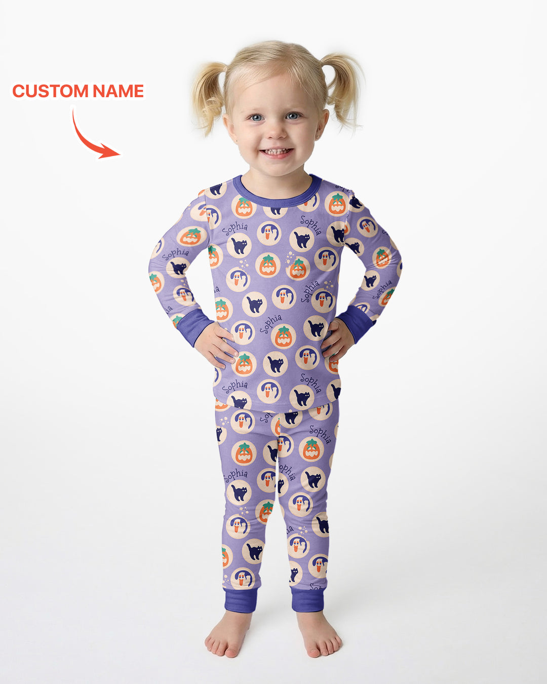 Boo Crew Custom Name Bamboo Two Piece Long Sleeve Pajama Set