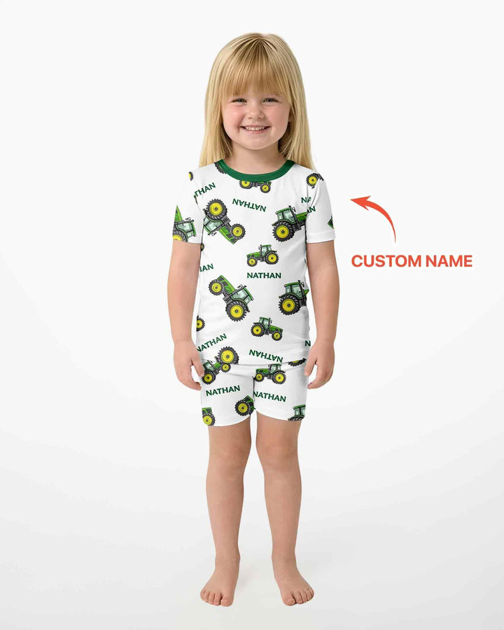 Pijama de bambú de dos piezas de manga corta con pantalón corto, plantilla personalizada