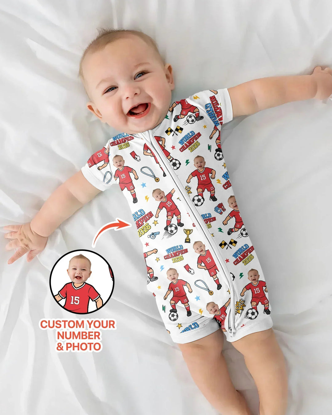 Plantilla PERSONALIZADA de Bambú Pijama Corto con Cremallera