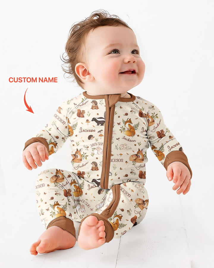 Custom Name Woodland Friends Bamboo Convertible Zippy