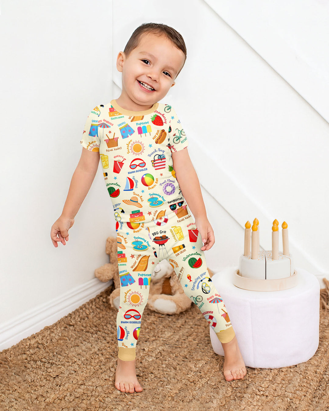 Zweiteiliges, kurzärmliges Pyjama-Set mit Marienkäfern