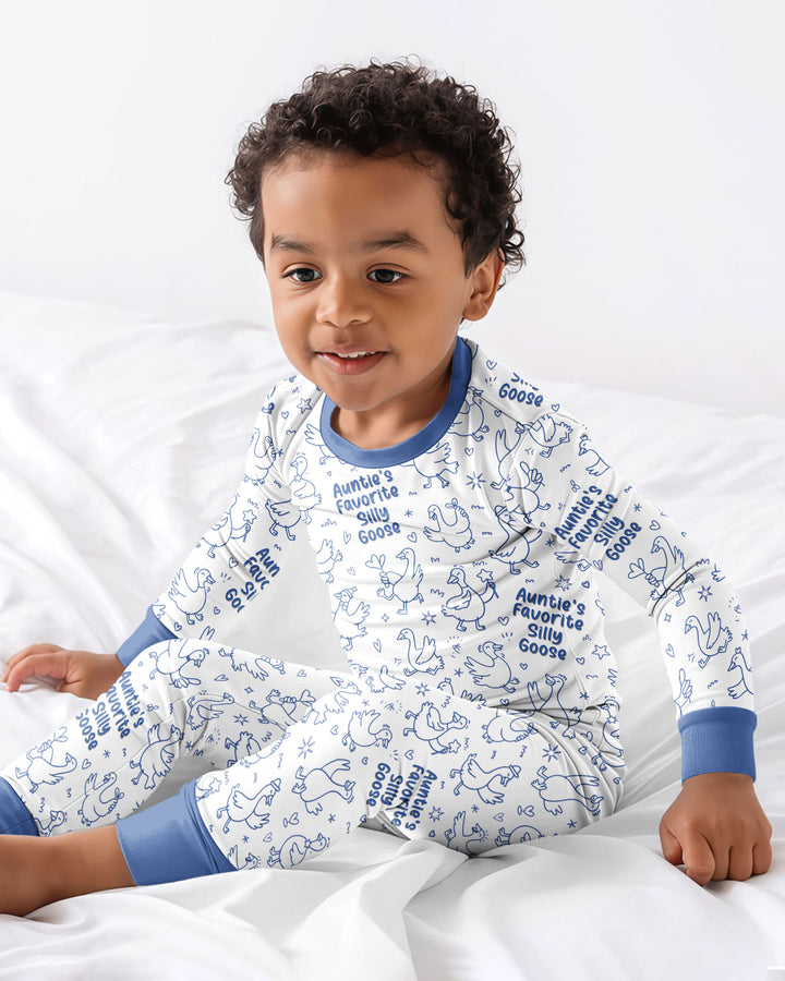 Auntie's Favorite Silly Goose Bamboo Two Piece Long Sleeve Pajama Set