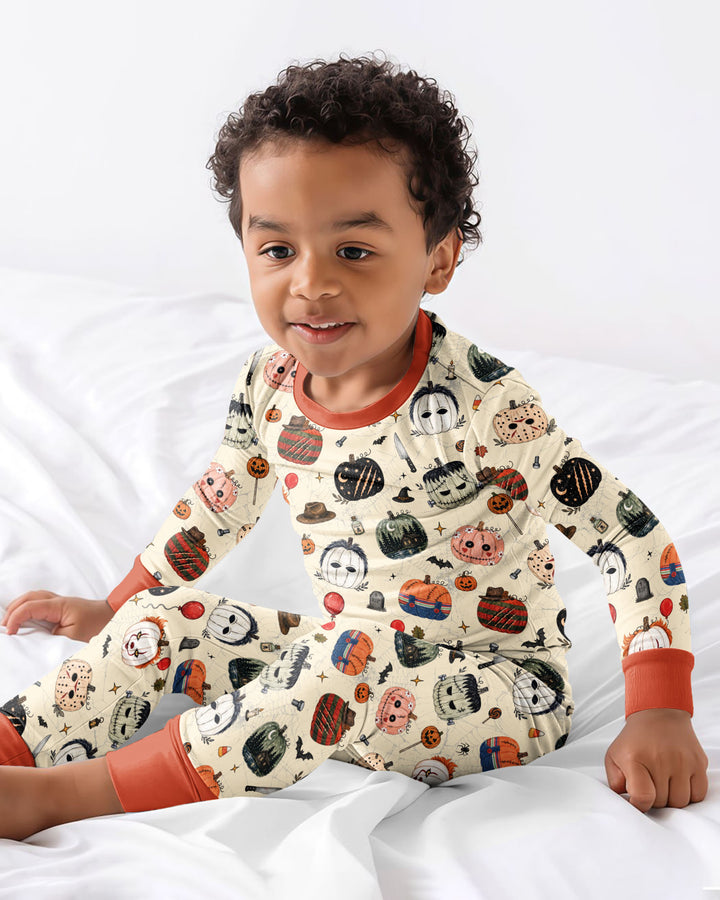 Horror Movie Pumpkins Bamboo Two Piece Long Sleeve Pajama Set