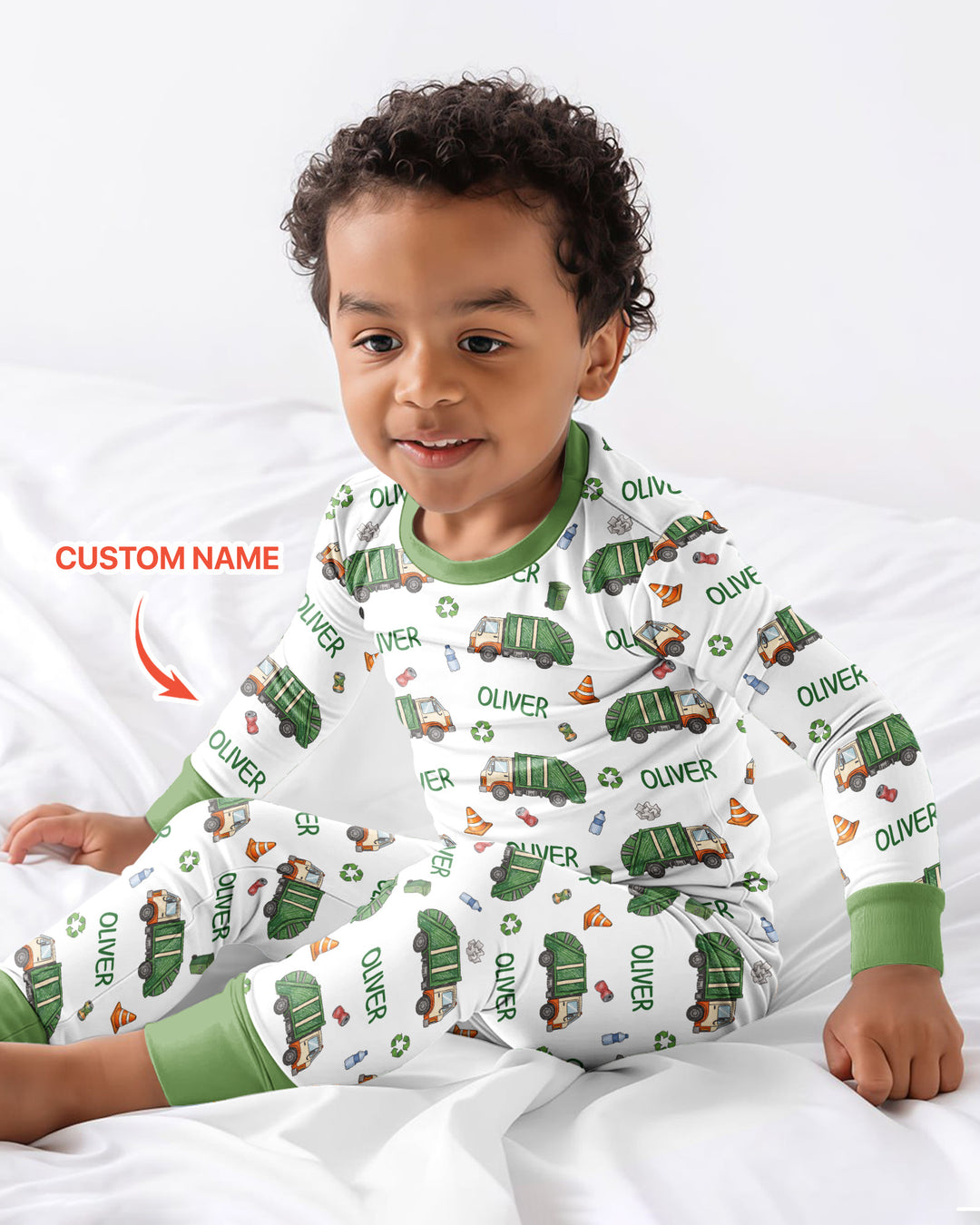 Custom Name Garbage Day Bamboo Two Piece Long Sleeve Pajama Set