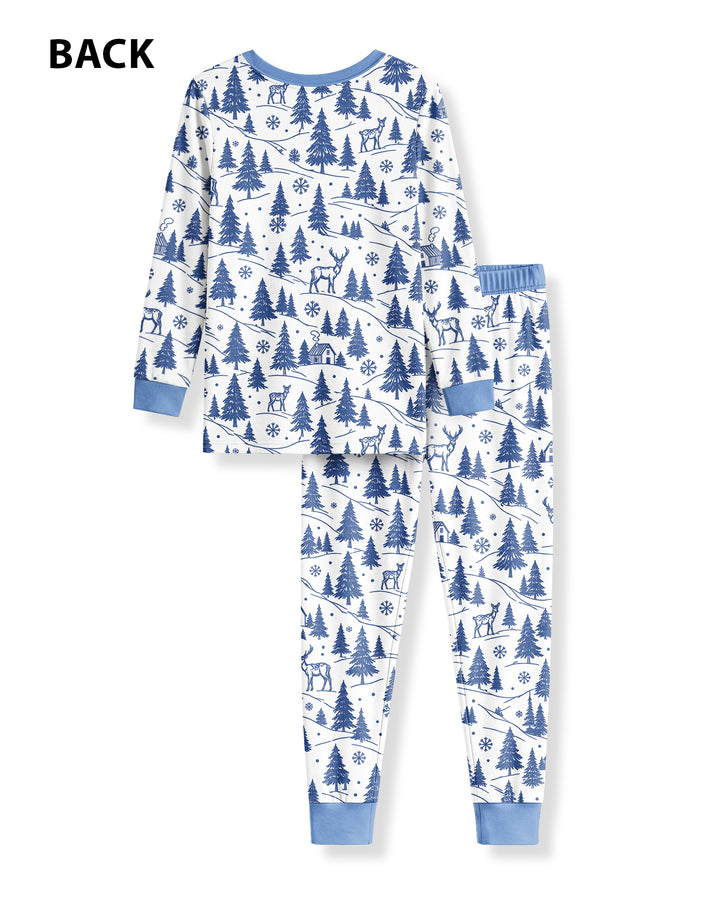 Custom Name North Pole Train Bamboo Two Piece Long Sleeve Pajama Set