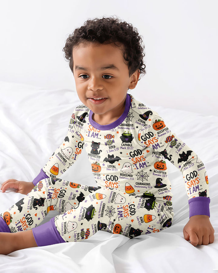 Halloween God Says I Am Bamboo Two Piece Long Sleeve Pajama Set